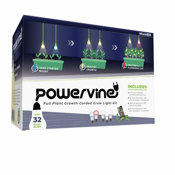 2-Socket Seed to Flower LED  Grow Light Kit 8PK, Miracle Led, Mfr#: 603809